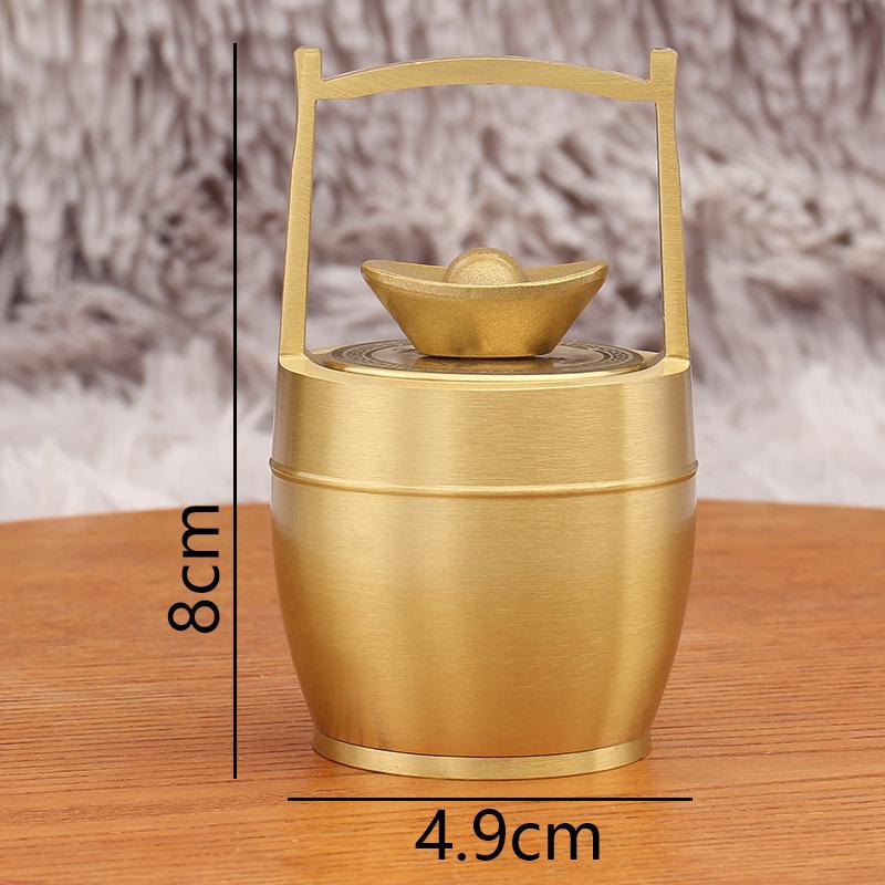 Large Polished Brass Bucket Ornament – Creative Desktop Treasure Character Decoration