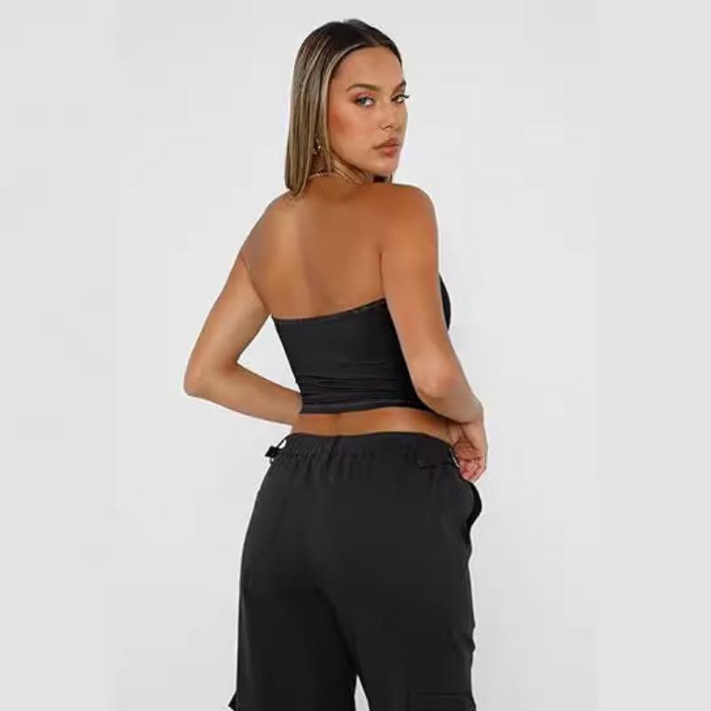 Top Sexy Senza Spalline Estivo Capispalla Pullover Gilet Slim Fit Corsetti da Donna