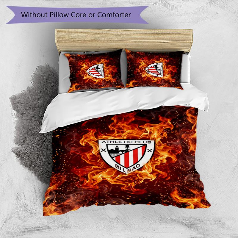 Set Lenzuola 3 Pezzi Stampato Calcio Athletic Bilbao, Comodo Set Copripiumino per Camera da Letto Amico della Pelle