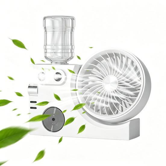 Portable Mist Table Fan Ultra-Quiet Operation Desk Fan with Cooling Mist Spray USB Rechargeable Desk Fan for Office Home Travel Bedroom