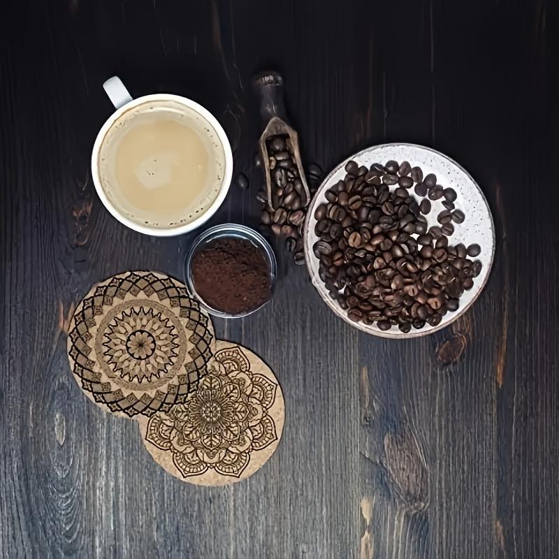 1 Satz Runde Holzuntersetzer Hitzebeständig Rutschfest 2D Flach Einseitiger Farbdruck Mandala Blume Restaurant Küche Untersetzer