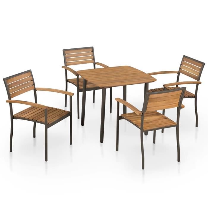 VidaXL Mobilier à dîner d'extérieur 5pcs Bois d'acacia solide et acier