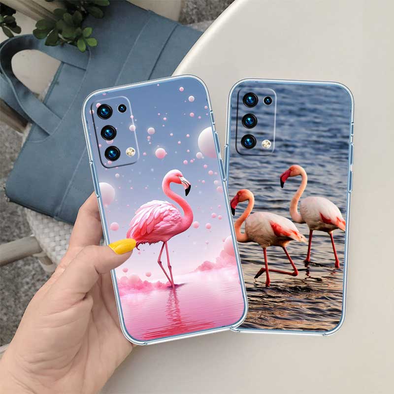 UP29 Flamingos Pink bird flower Transparent Phone Case for Motorola Moto G7 G8 G9 G84 G85 G73 G24 G15 Z2 Play Power Plus