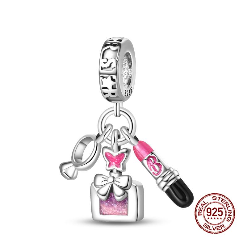 Original Charms Copper Pink Girly Heart-Shaped Charms Bead Fit 3Mm Original Bracelet Womens Diy Fine Jewelry Gifts