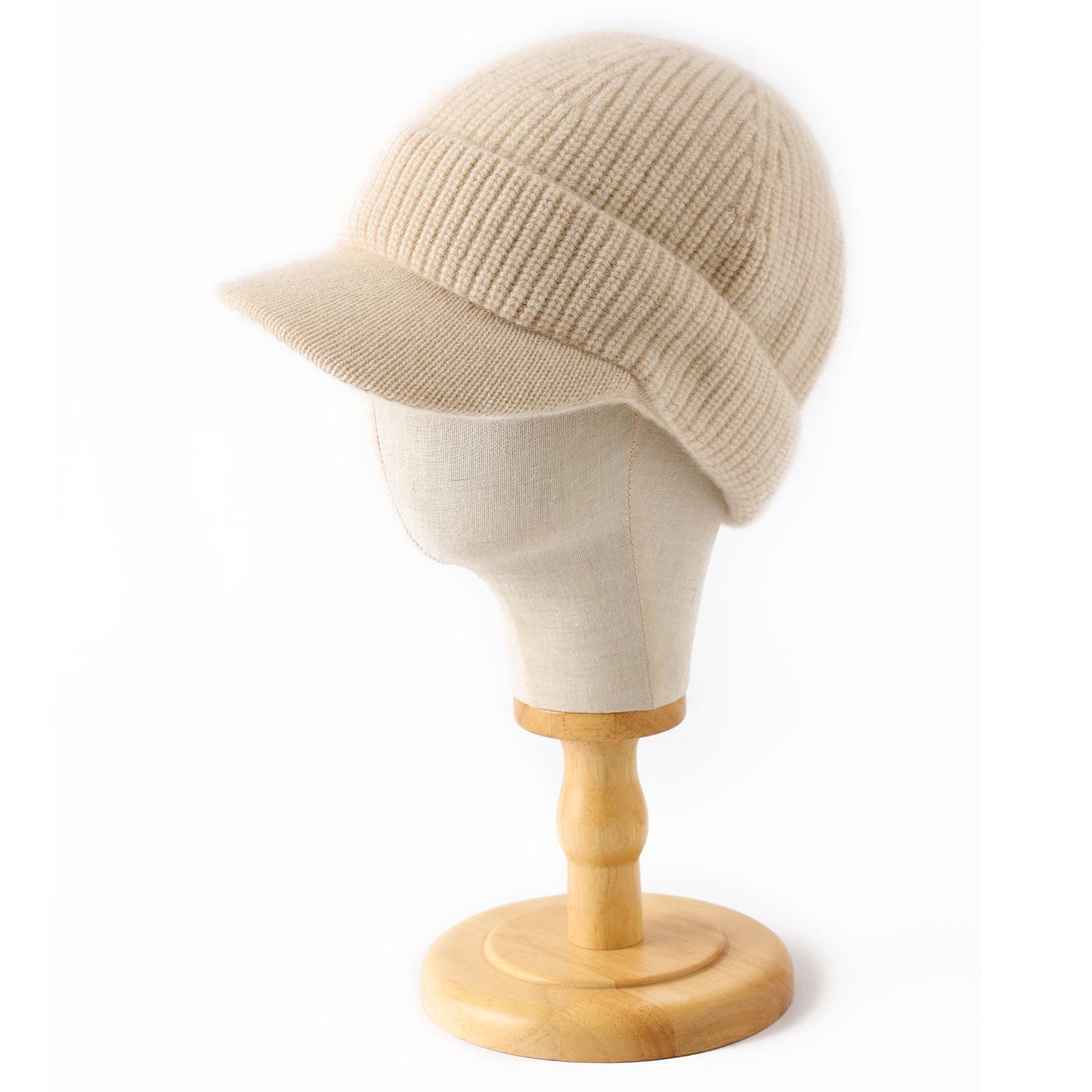 Women s 100% Pure Cashmere Hat - Versatile, Windproof, Warm, Ear-Protected Knit One size бежевый
