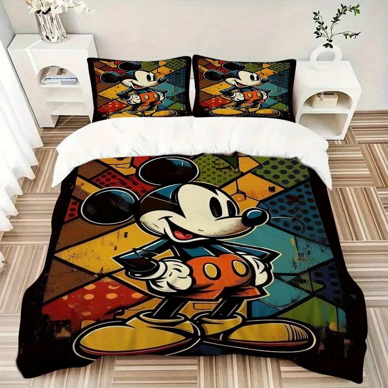 3pcs set Mickey Mouse, Stained Glass, Pop Art print bedding quilt cover, soft and comfortable quilt cover suitable for bedroom and guest room07