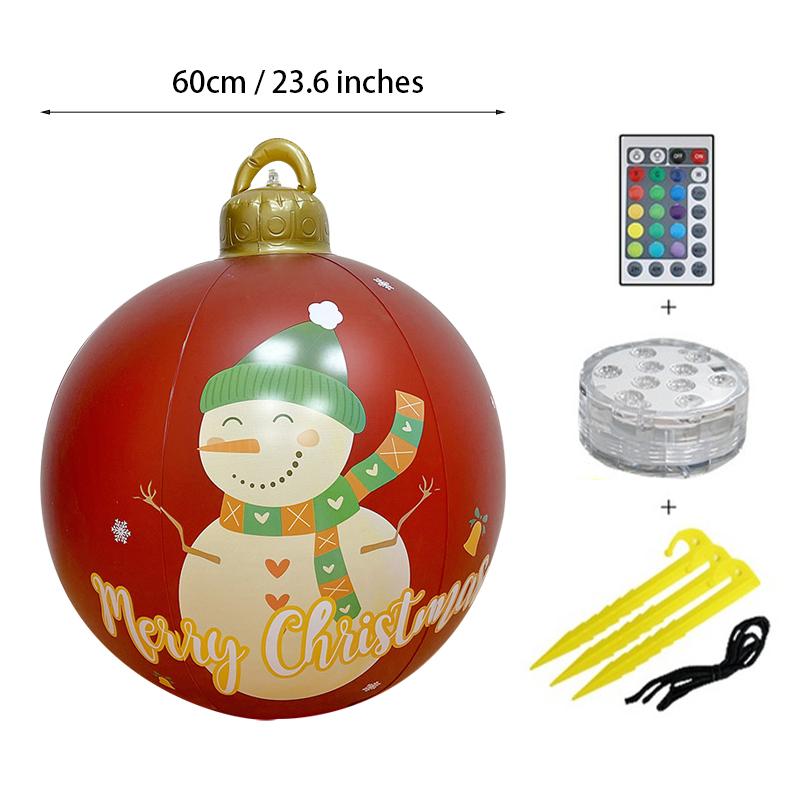 60CM LED Işıklı Noel topu Dış Mekan Noel Şişirilebilir Süslemeli Top PVC'den Yapılmış Dev Işıksız Büyük Toplar Ağaç Süsleri