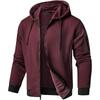 Men S Solid Color Waffle Knit Full Zip Hooded Sweatshirt Casual Jacket