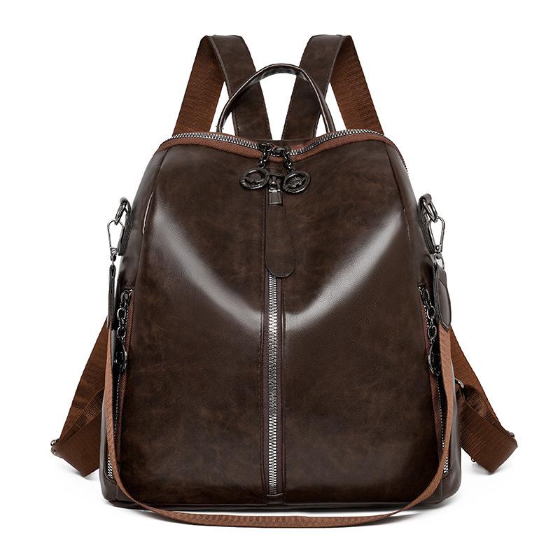 

Ретро Рюкзак из Мягкой Кожи для Женщин, Модная и Универсальная Сумка для Поездок кофейный
