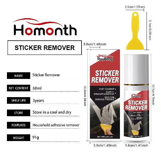 Powerful Automotive Adhesive Remover Spray Dissolves Sticky Tap Glue Decal Residue from Car Glass Metal Plastic Includes Tools