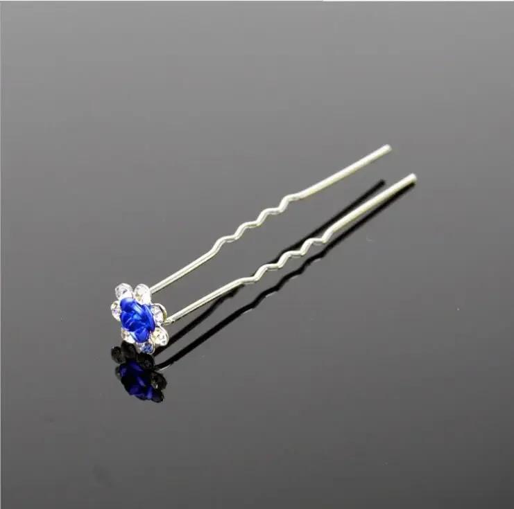 

Alloy Diamond Studded Rose Hair Fork U-shaped Hairpin Brides Braided Hair Princess Diamond Studded Rose Headpiece Ladies Jewelry
