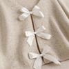 Design bow knitted cardigan autumn and winter new loose versatile lazy style knitted sweater