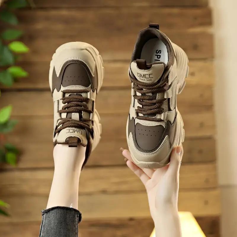 Street Trend Dad Shoes for Women 2024 New Lightweight Sports Thick Soled Luxury Vulcanized Shoes with Increased Height Inside