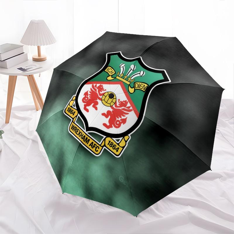 Wrexham AFC pattern, automatic folding umbrella, portable and foldable design, 8 ribs, a Christmas or birthday gift.