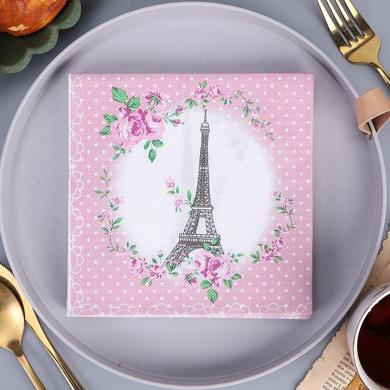 20pcs/pack Flower Paper Napkins Cocktail Wedding Birthday Party Decoration 2-Ply Square Dinner Napkin