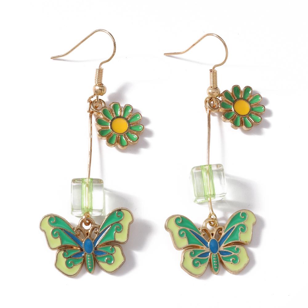 Cute Enamel Butterfly Earrings for Women Daisy Flower Dangle Earrings Girls Party Jewelry Gifts