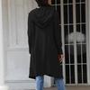 Women's Loose Knitted Mid-length Hooded Cardigan Cable Coat