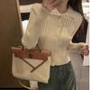 Short Knit Cardigan For Women With Wool And Ice Silk Fabric For Autumn Winter Fashion