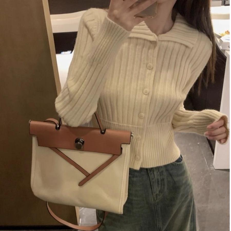 Short Knit Cardigan For Women With Wool And Ice Silk Fabric For Autumn Winter Fashion