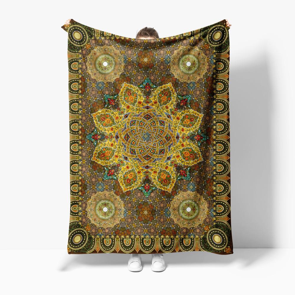 Bohemian Mandala Mosaic Blankets Soft Warm Flannel Scottish Terrier Pet Throw Blanket Bed Sofa Couch Bedspreads Quilt Blankets 75x100cm