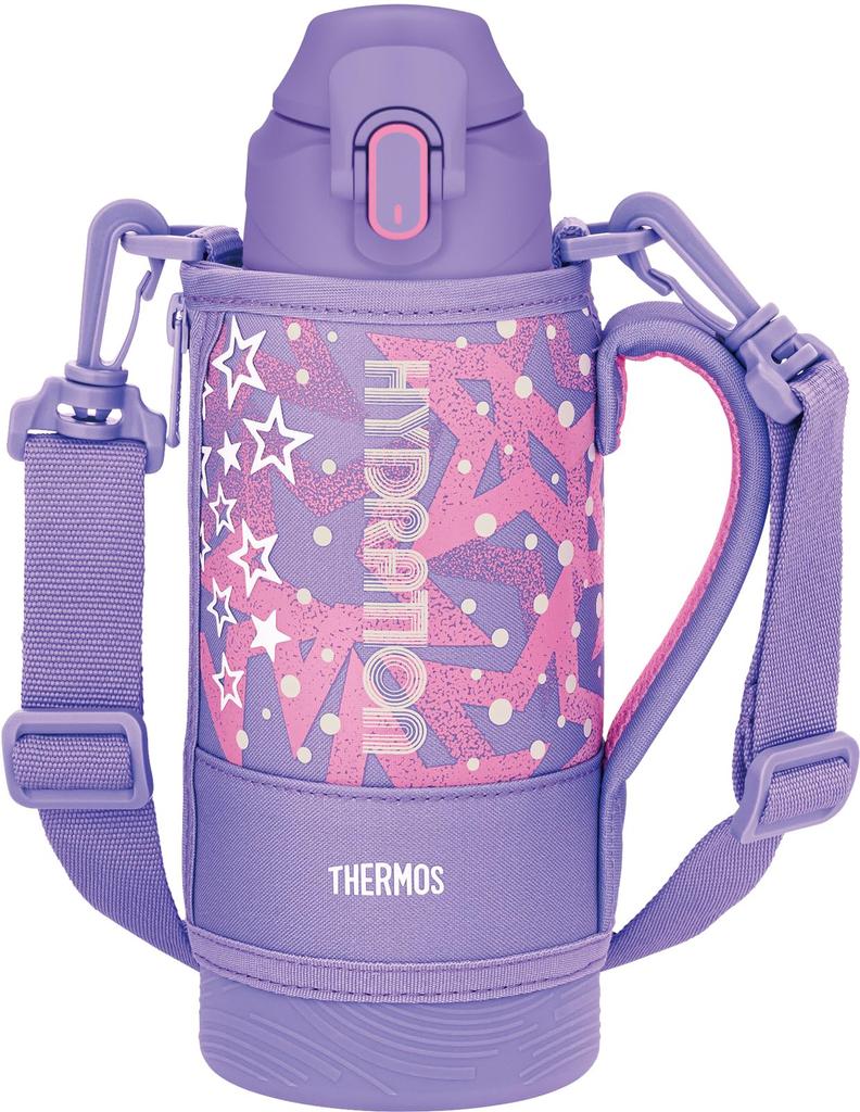 Thermos Water Bottle,Vacuum Insulated Sports Bottle,800ml,Purple Pink,For Cold Storage,Includes Pouch,Shoulder-Friendly Strap FJS-800F PL-P