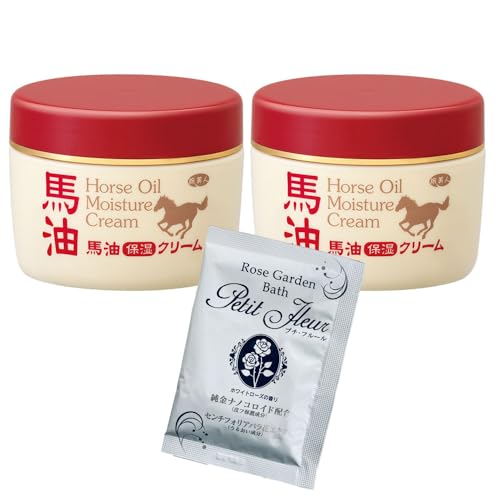 Horse Oil Moisturizing Cream 200g x 2-Pack, Tabibijin, Azuma Shoji [Includes Bath Salts]