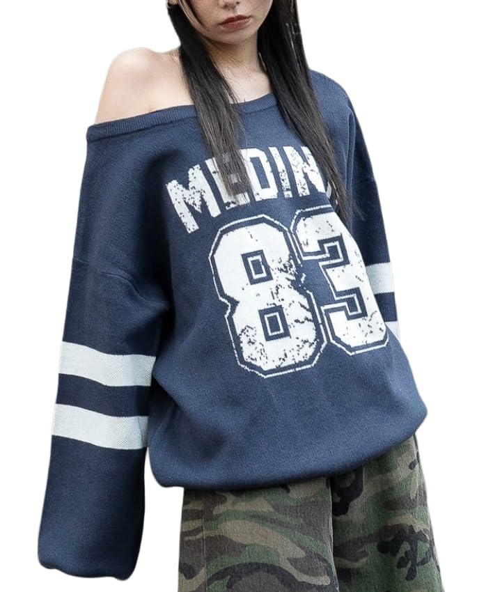 

WEGO Графический Большой Вязаный Топ Оверсайз Свободный Размер Узор 2 Двусторонний Свитер с Открытым Плечом, Силуэт, Посадка, Повседневный, Подарок, Презент, Одежда Осень/Зима,