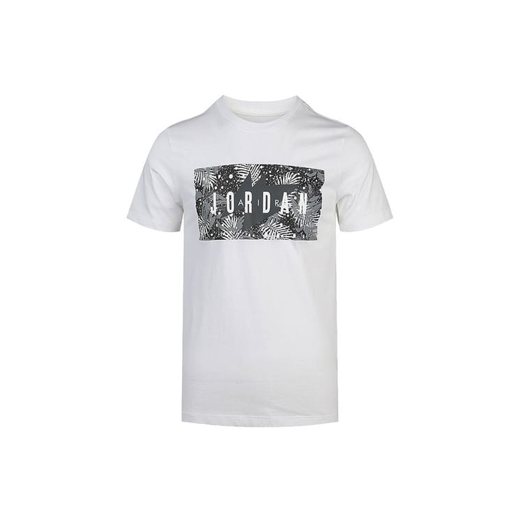 Jordan Poolside Floral T Shirts Men's White Crew Neck Moderate Straight Fit CQ2061-100
