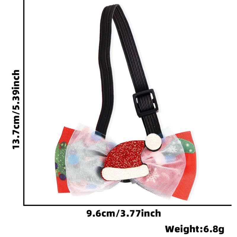 Christmas Pet Bow Ties With Adjustable Neck Strap Cute Festive Patterns For Small Dogs Cats Holiday Photoshoots