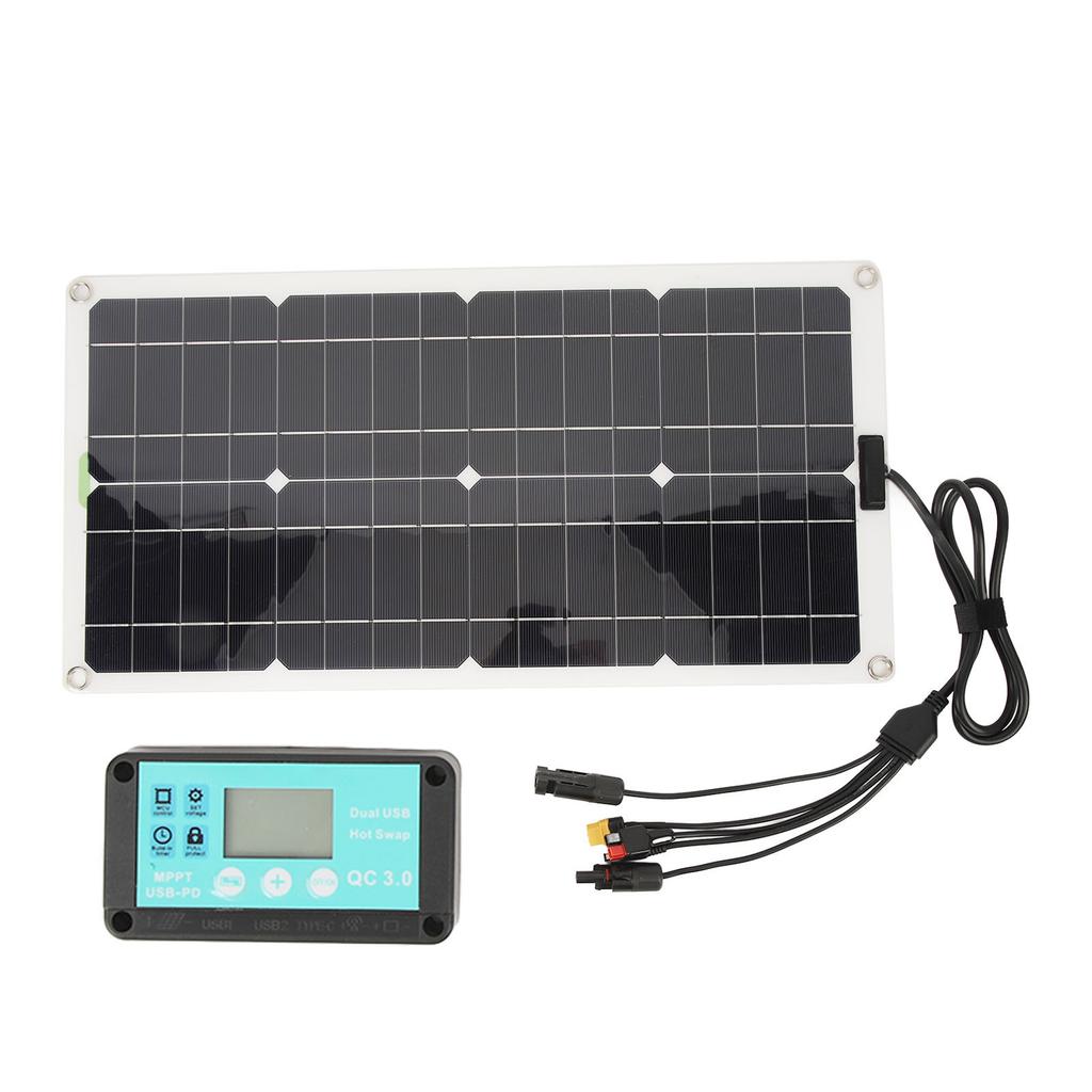 Solcellepanel med kontroller Monokrystallinsk 250W Dobbel USB-ladeport 12V 24V 48V Høy konvertering