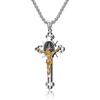 Vintage Christian Jesus Cross Pendant Necklace Men's Stainless Steel Religious Jesus Necklaces Prayer Baptism Jewelry