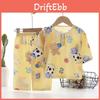 Cartoon Dinosaur Kids Sleepwear Set With Breathable Cotton Silk For Summer Comfort