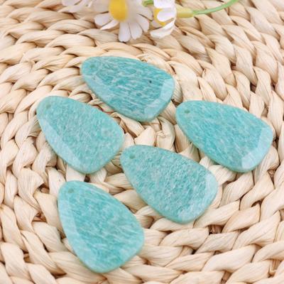 Natural Amazonite Geometric Cut-Edge Pendant for Earrings, Semi-finished Handmade Jewelry Accessory
