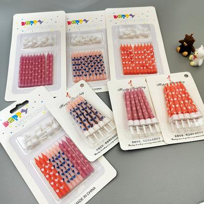 Children's Creative Colorful Cake Decoration Candles Baking Materials Printing Love Shape Pattern Confession Birthday Candles