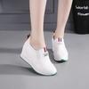 Vår och Höst spetsig innersula höjdökande casual lågskor elastiskt band fotöverdrag damskor vita skor
