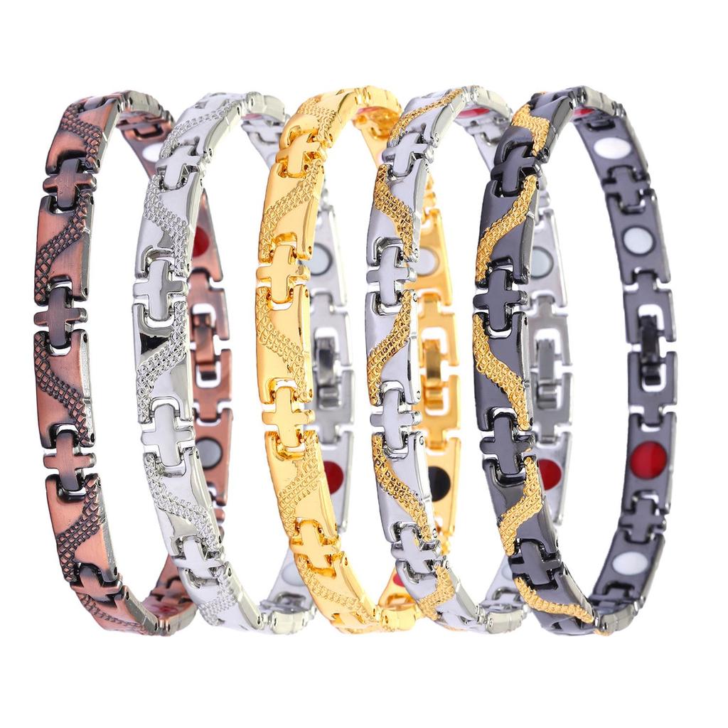 Men's Retro Double-Color Dragon Pattern Magnetic Bracelet: Detachable Couple's Style