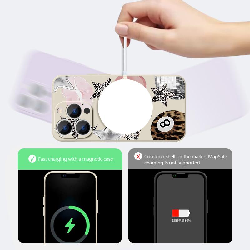 Leopard Print Stars Billiards Case For iPhone 17 Pro Max Magnetic For Magsafe Silicone Cover For iPhone 16 Pro Max Funda iPhone 15 14 13 12 11 16E