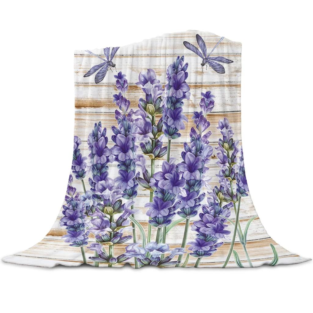 Farm Purple Fresh Flower Lavender Bicycle Flannel Blankets For Sofa Beds Bedding Room Soft Fleece Blanket Bedspread Home Textile