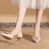 Summer New High Heels Pointed Head Shallow Mouth Flannelette Rhinestone Butterfly Knot Anti-slip Wear-resistant Single Shoes