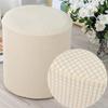 1Pc Round Shape Footstool Cover Seat Cover Covering Chair Cushion Polyester Elastic Check Ottoman Covers Living Room Chair Cover