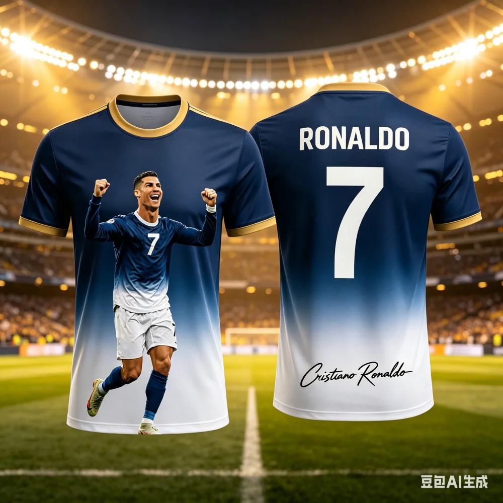 All Season Kids & Adults Ronaldo #7 Fan Football Jersey Polyester Breathable Comfortable Sports World Cup Top