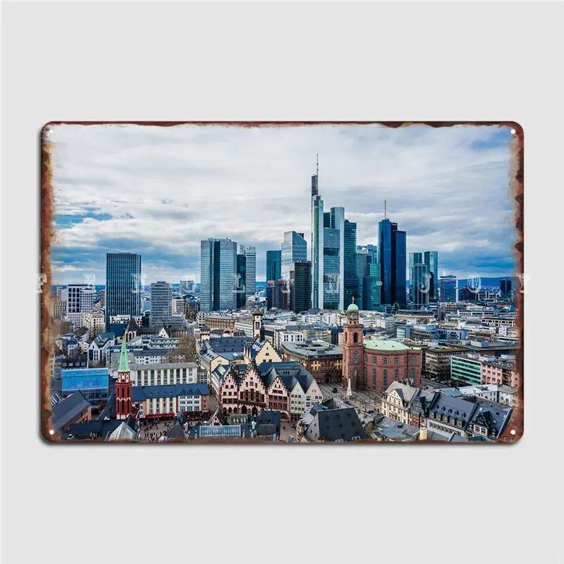 

Frankfurt Skyline Metal Plaque Poster Custom Cinema Living Room Wall Decor Bar Cave Tin Sign Posters 20x30cm（7.8x11.8inch）