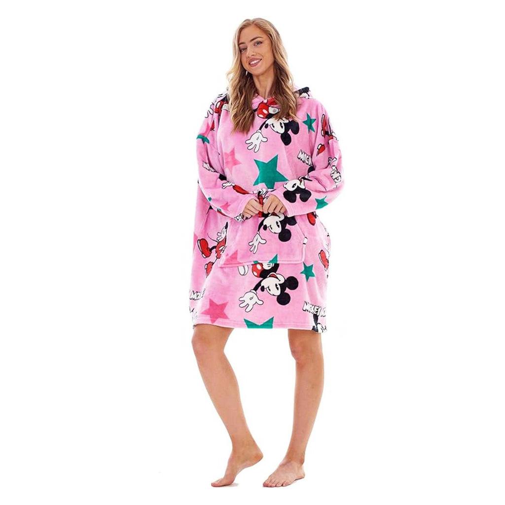 Disney Womens/Ladies Mickey Mouse Soft Sherpa Lined Oversized Blanket Hoodie
