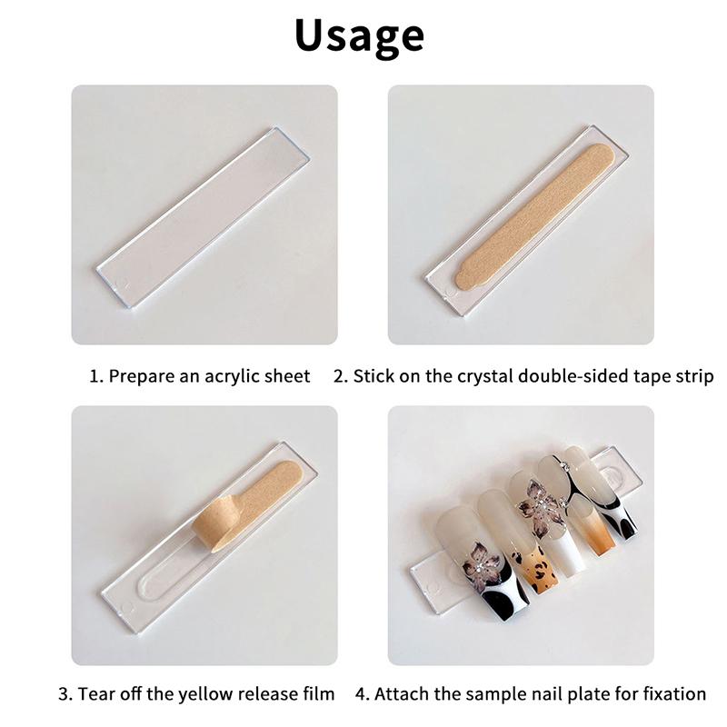 60/66Pcs Transparent Double Adhesive Tape False Nails Display Stand Glue Stickers Acrylic Practice Showing Bar Nail Art Tools