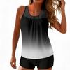 Women’s Gradient Tankini Set Scoop Neck Sleeveless Loose Fit Top with Shorts Two Piece Swimsuit for Beach Pool