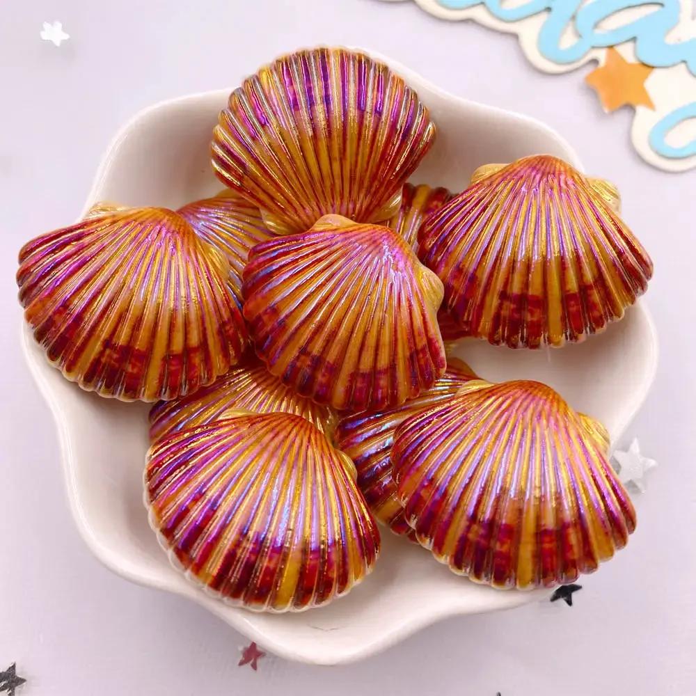 8pcs AB Resin Colorful Flower Shell Figurines Flat Back Cabochon Stone Scrapbook Home Crafts DIY Jewelry Making Accessories