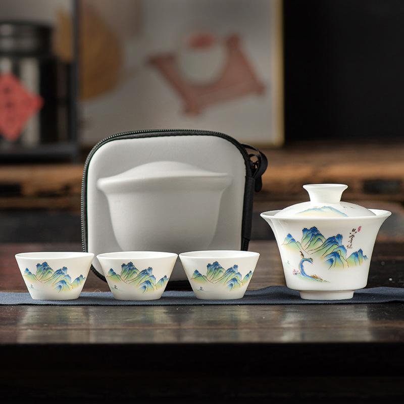 Travel Kung Fu Tea Set Small Set Portable One Pot Three Cups Outdoor Camping Kuaike Cup Business Gifts