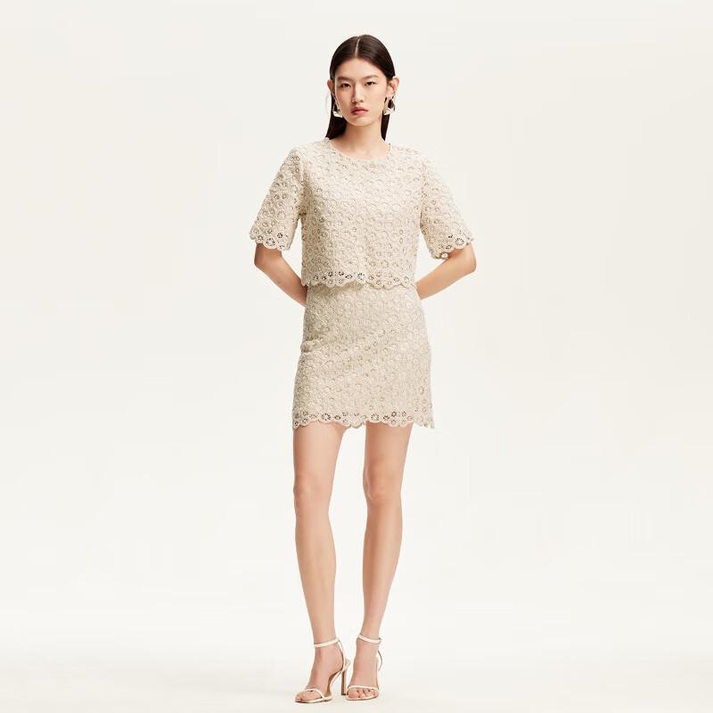 VEROMODA Lace Beaded A-line Mini Skirt