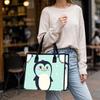 Cute Penguin Printed Tote Bag Casual Large Capacity Shopping Handbag for Daily Use