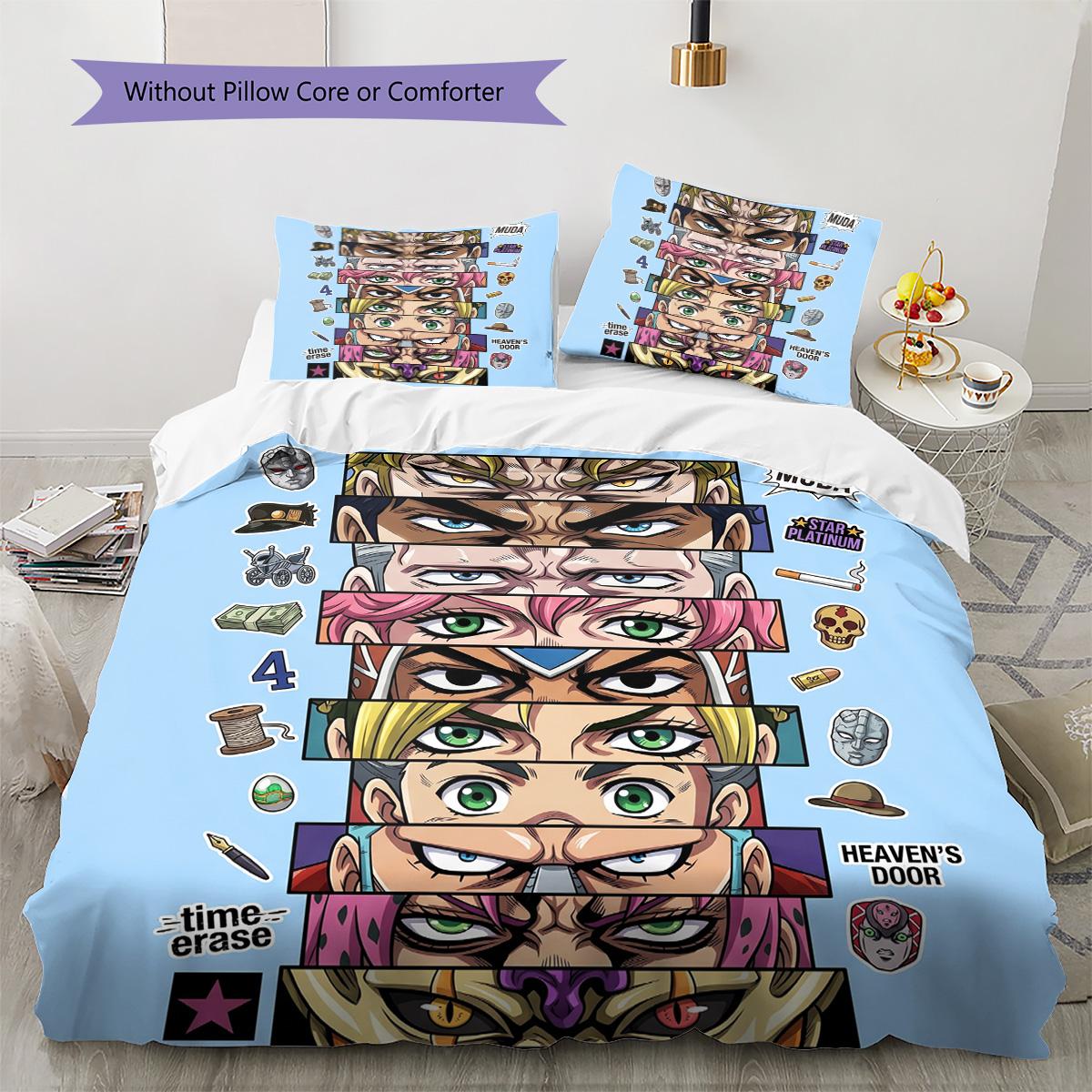 

JoJo s Bizarre Adventure Pillowcase & Duvet Cover Set for Home Decor Birthday Gift (1 * duvet cover + 2 * pillowcase, without core) 135x200cm